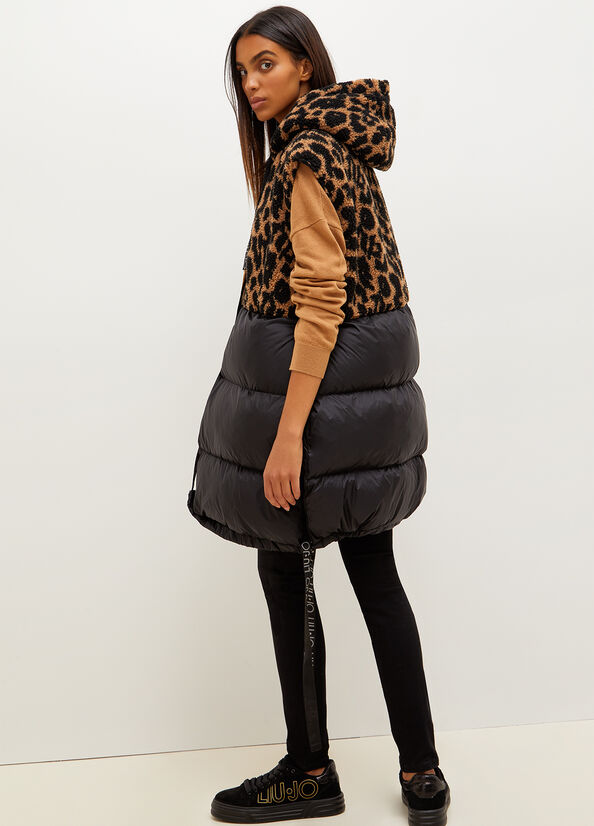 Manteaux Liu Jo Rembourré Gilet With Animal Print Femme Marron | MXN-216834