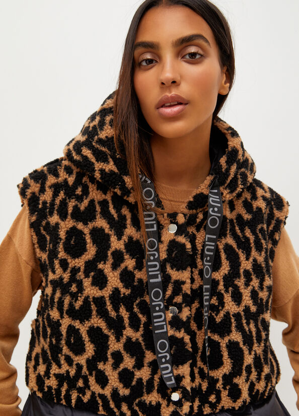 Manteaux Liu Jo Rembourré Gilet With Animal Print Femme Marron | MXN-216834