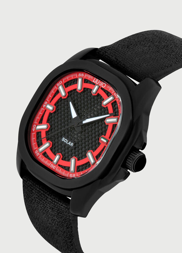 Montre Liu Jo With Denim Brides Homme Noir Rouge | CST-193270