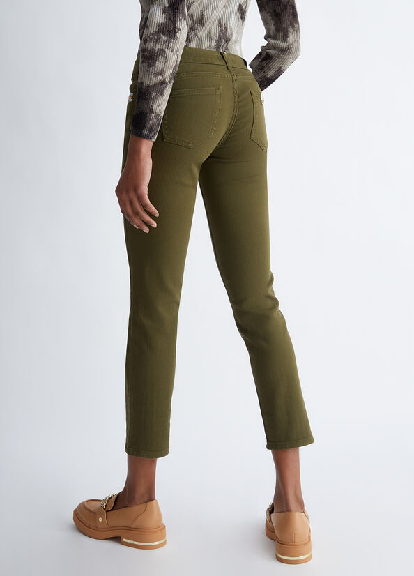 Pantalon Liu Jo Bottom Up Femme Vert Olive | XKC-795410