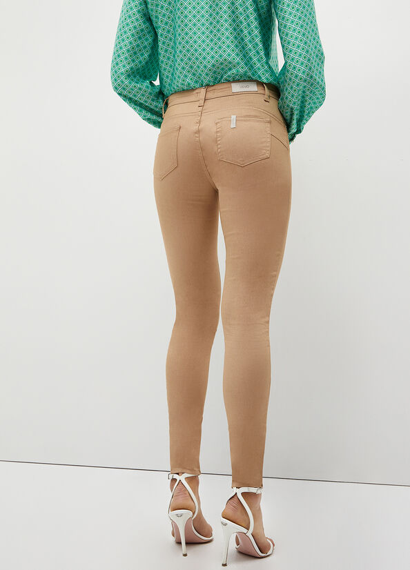 Pantalon Liu Jo Bottom Up Twill Femme Grise Clair | FYE-146087