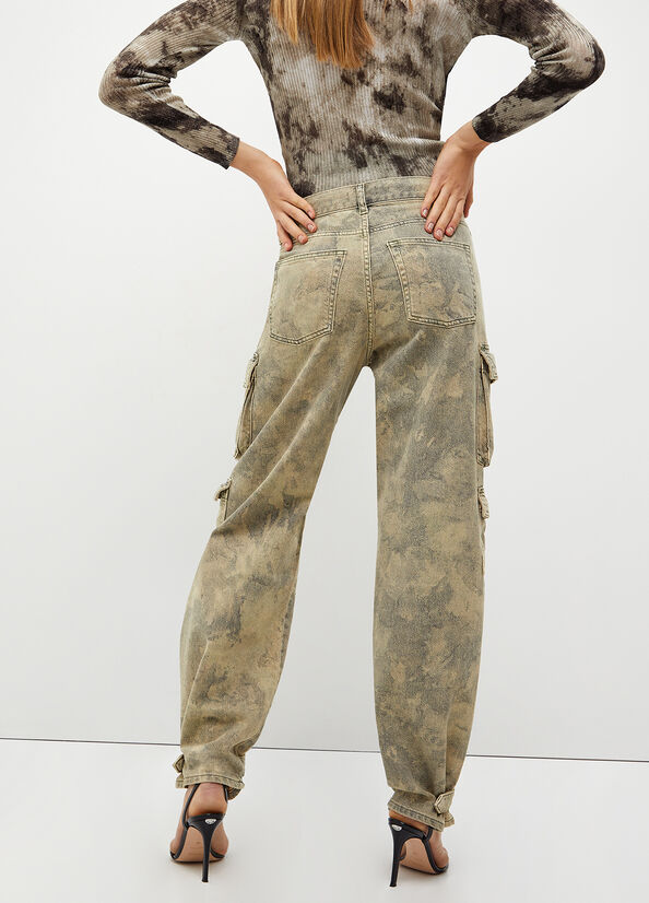 Pantalon Liu Jo Camouflage Cargo Femme Vert | BKW-028694