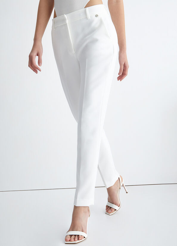 Pantalon Liu Jo Cigarette Femme Blanche | XMK-746528