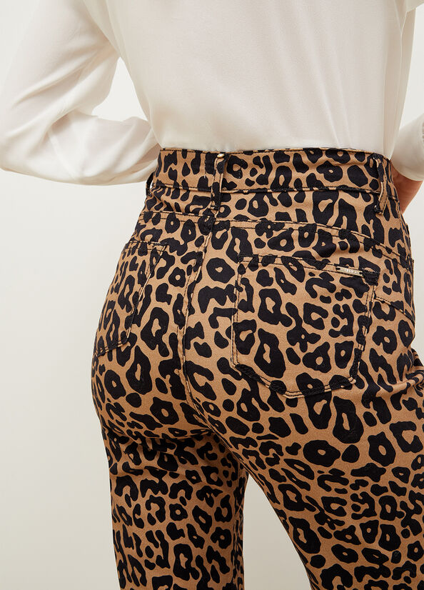 Pantalon Liu Jo Cropped Animal-Print Femme Marron | HAY-140756