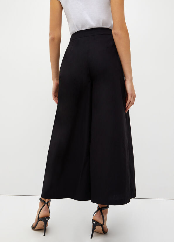 Pantalon Liu Jo Cropped Poplin Femme Noir | USY-306925