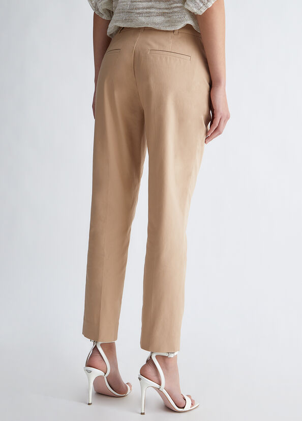 Pantalon Liu Jo Eco-Friendly Cigarette Femme Beige | SDC-492630