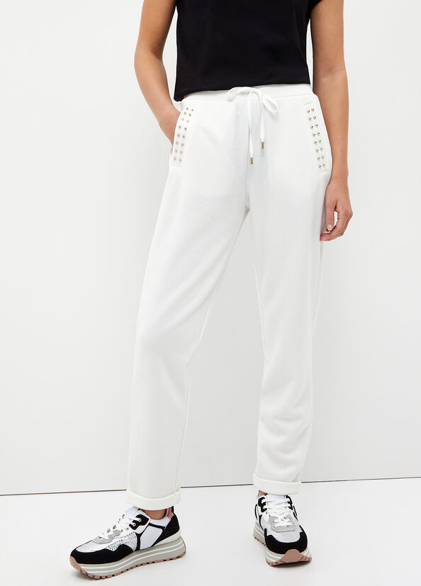 Pantalon Liu Jo Eco-Friendly Jogging Femme Blanche | GDR-496817