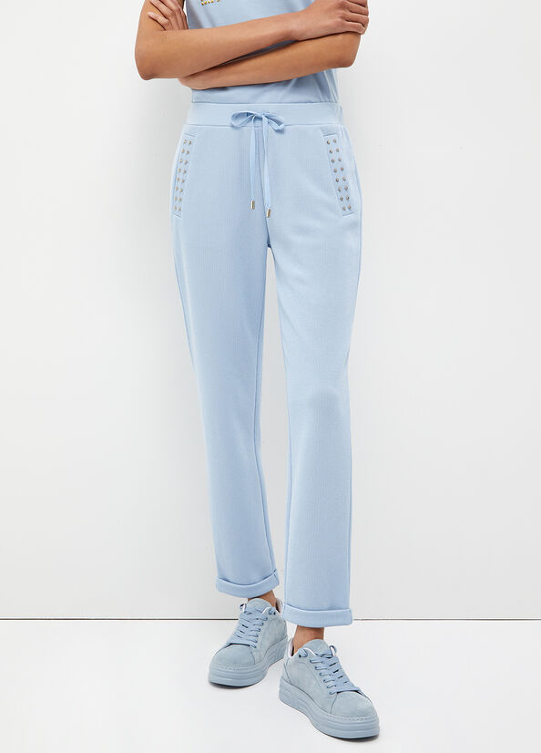 Pantalon Liu Jo Eco-Friendly Jogging Femme Bleu Clair | TBA-409265