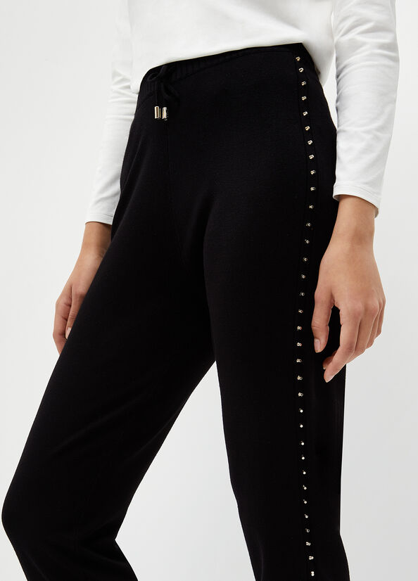 Pantalon Liu Jo Eco-Friendly With Studs Femme Noir | WBD-487530