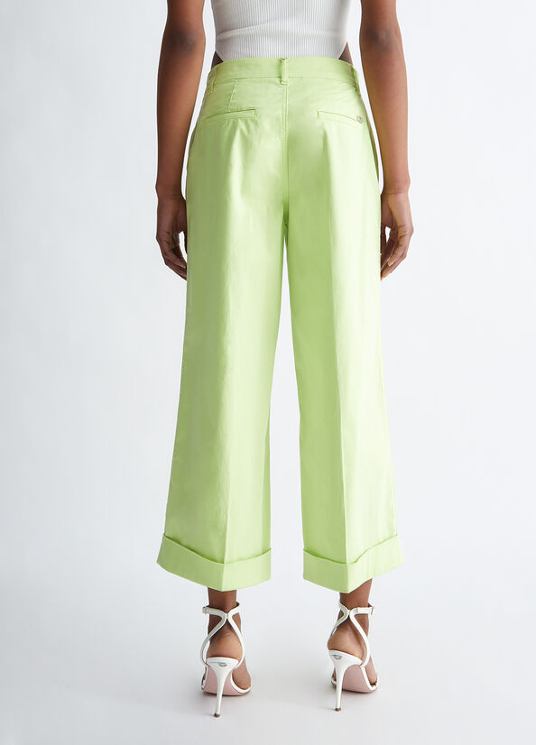 Pantalon Liu Jo Flared Cropped Femme Vert | LVD-285417