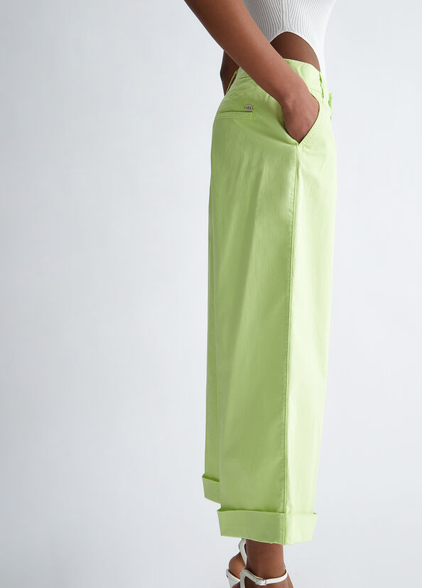 Pantalon Liu Jo Flared Cropped Femme Vert | LVD-285417