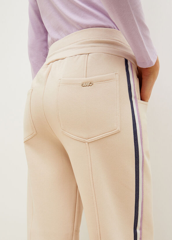 Pantalon Liu Jo Fleece Jogging Femme Beige Clair | UGL-287346