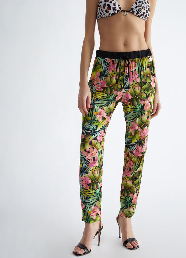 Pantalon Liu Jo Floral Femme Vert | XQN-791528