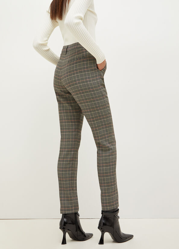 Pantalon Liu Jo Glen Plaid Cigarette Femme Grise | VIL-512064