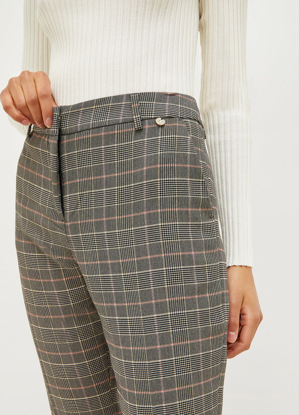 Pantalon Liu Jo Glen Plaid Cigarette Femme Grise | VIL-512064