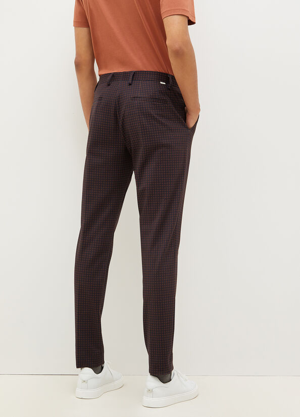 Pantalon Liu Jo Houndstooth Chinos Homme Bleu Foncé Marron | MRY-917543