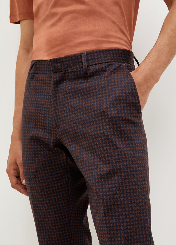 Pantalon Liu Jo Houndstooth Chinos Homme Bleu Foncé Marron | MRY-917543