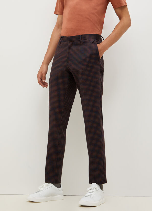 Pantalon Liu Jo Houndstooth Chinos Homme Bleu Foncé Marron | MRY-917543