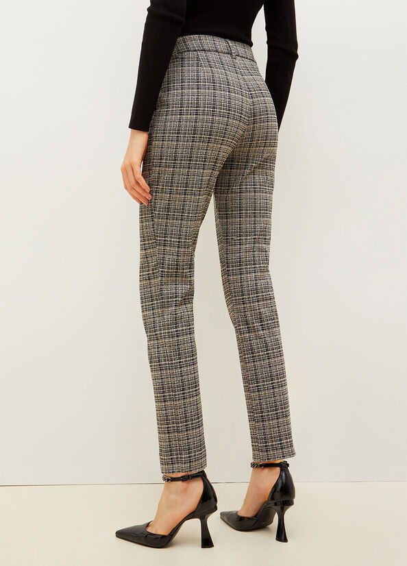 Pantalon Liu Jo Jacquard Check Chinos Femme Grise Noir | CZH-304127