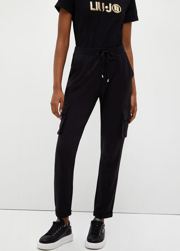 Pantalon Liu Jo Jogging In Jersey Femme Noir | IDE-297480