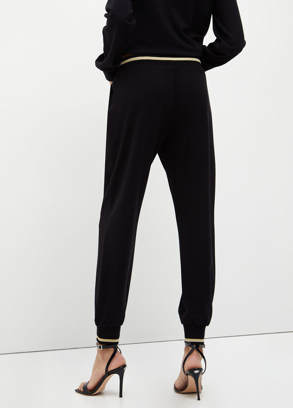 Pantalon Liu Jo Jogging In Jersey Femme Noir | OPJ-620459