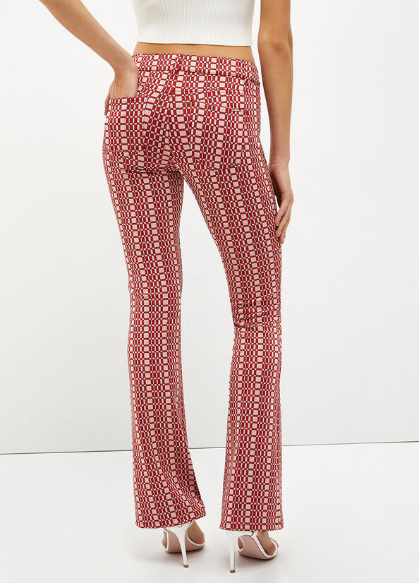 Pantalon Liu Jo Optical Jacquard Femme Rouge | WRK-091786