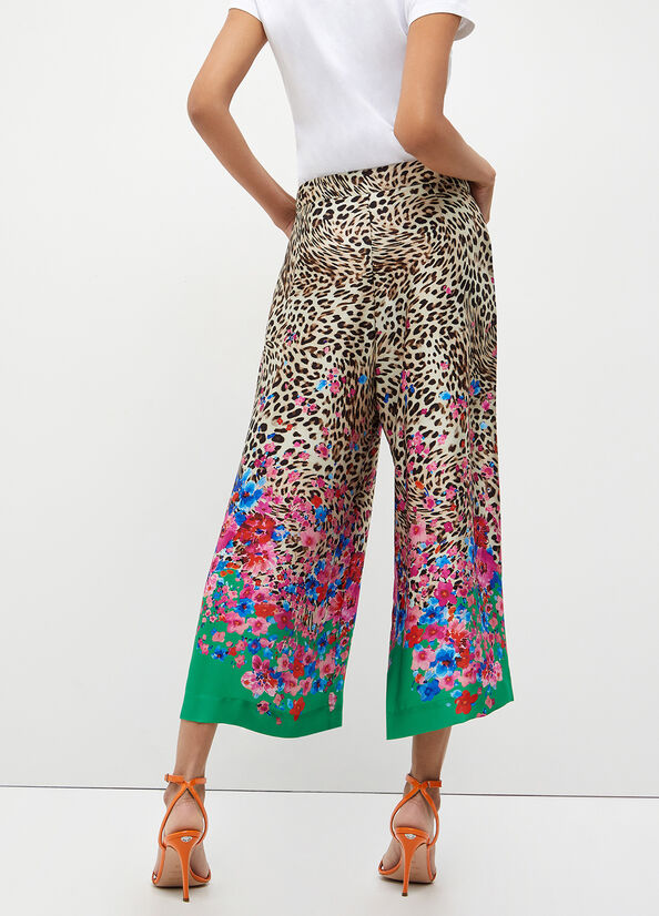 Pantalon Liu Jo Printed Palazzo Femme Vert | VUP-362580