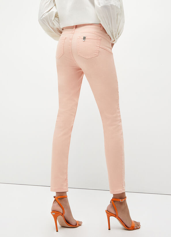 Pantalon Liu Jo Stretch Bottom Up Femme Corail | ACS-529806