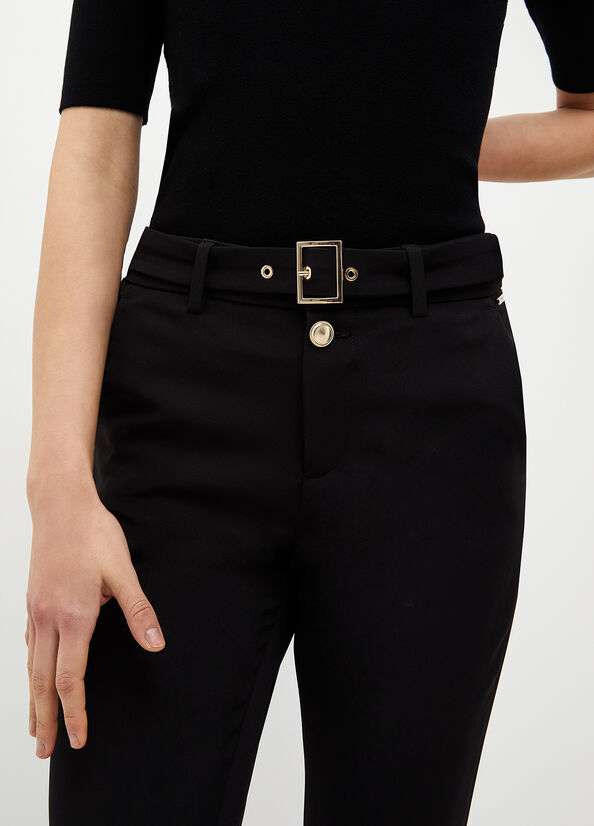 Pantalon Liu Jo Stretch Chinos Femme Noir | CUL-936720