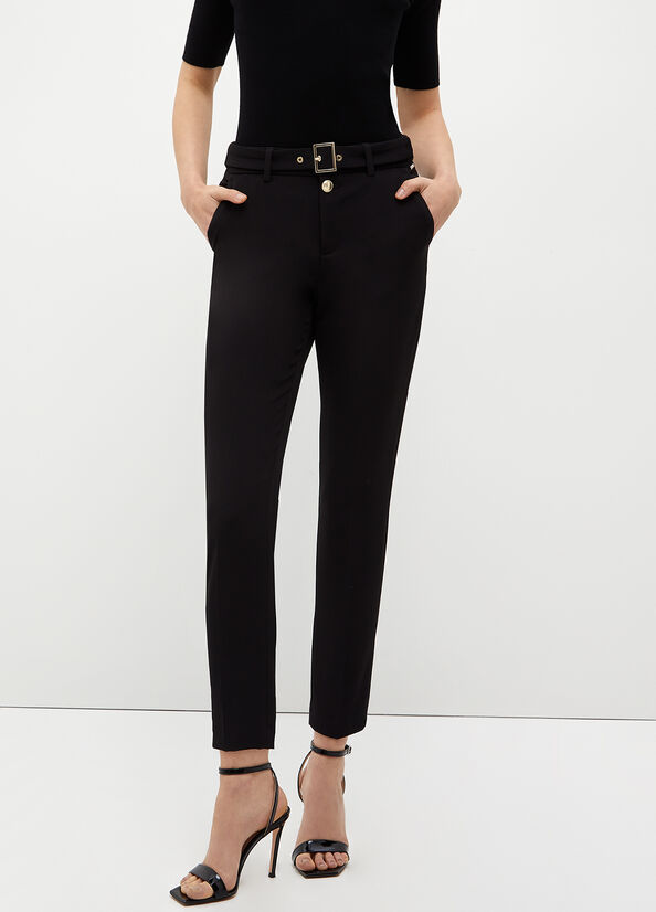 Pantalon Liu Jo Stretch Chinos Femme Noir | CUL-936720