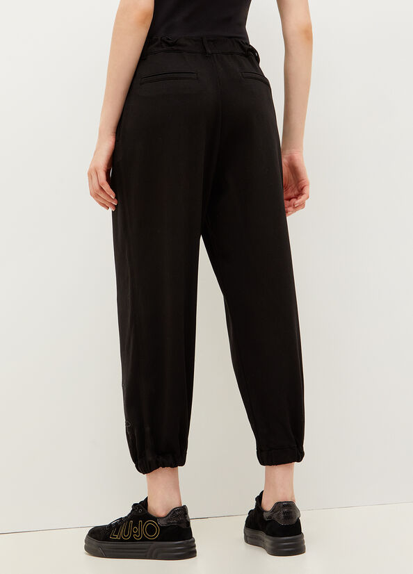 Pantalon Liu Jo Stretch Coton Fleece Femme Noir | SLY-984532