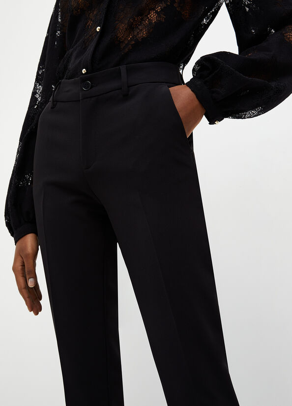 Pantalon Liu Jo Stretch Twill Femme Noir | KHY-647091