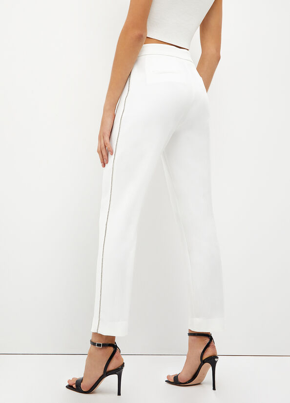 Pantalon Liu Jo Stylish With Gemstones Femme Blanche | CLR-769312