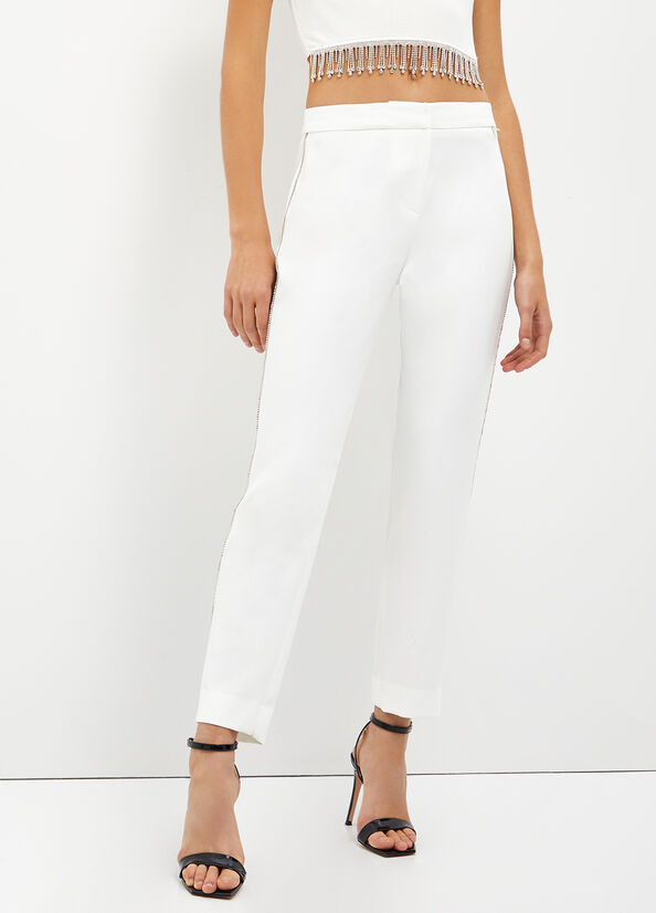 Pantalon Liu Jo Stylish With Gemstones Femme Blanche | CLR-769312