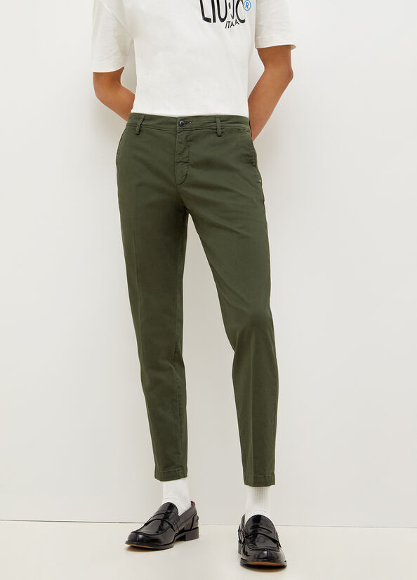 Pantalon Liu Jo Super Slim Chino Homme Vert | DHB-468395