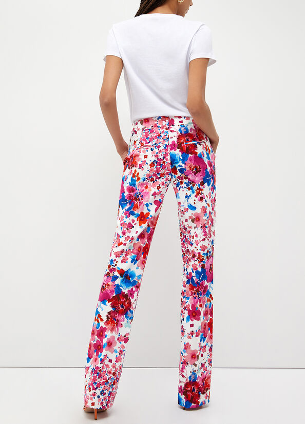 Pantalon Liu Jo With Floral Print Femme Rose | REF-607284