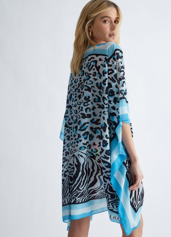 Peignoir Liu Jo Animal Print Caftan Femme Bleu | OIS-518370