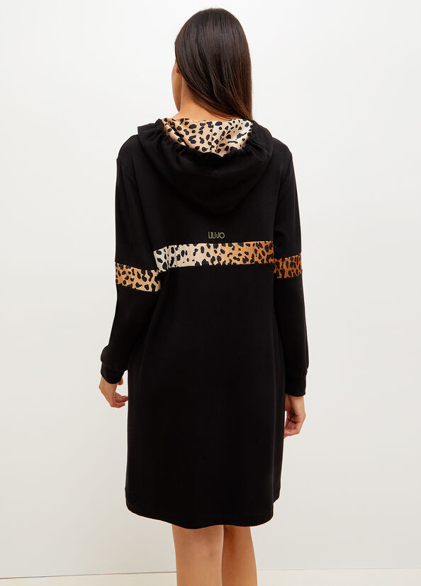 Peignoir Liu Jo Fleece With Animal Print Femme Noir | JFG-543692