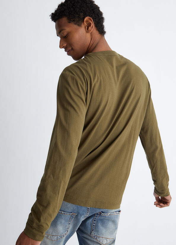 Polos Liu Jo Henley In Silk Blend Homme Vert | JWZ-914725