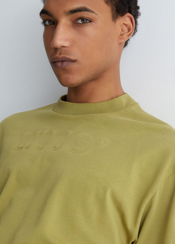 Polos Liu Jo With Embossed Logo Homme Vert Olive | DFQ-830196