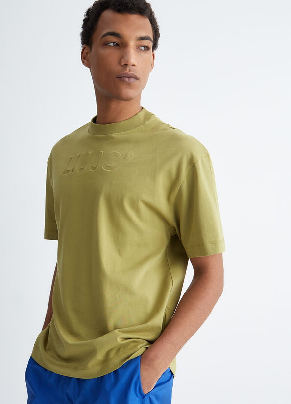 Polos Liu Jo With Embossed Logo Homme Vert Olive | DFQ-830196