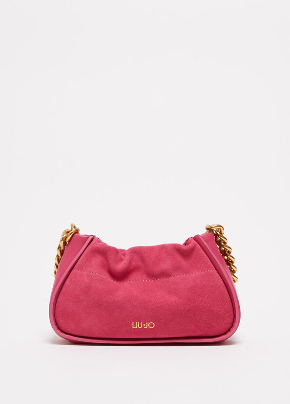 Sac Clutch Liu Jo Daim With Logo Femme Fushia | ZCQ-528614