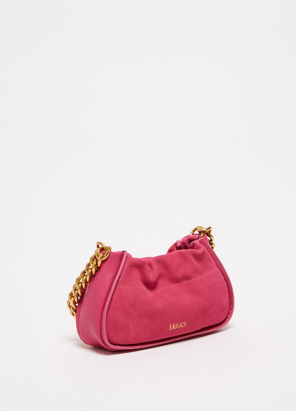 Sac Clutch Liu Jo Daim With Logo Femme Fushia | ZCQ-528614