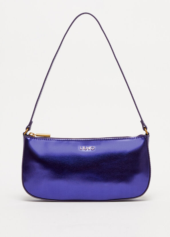 Sac Clutch Liu Jo Laminate With Logo Femme Violette | DXZ-139286