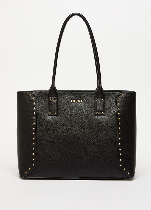 Sac Shopping Liu Jo Eco-FriendlyWith Charm Femme Noir | TIU-812904