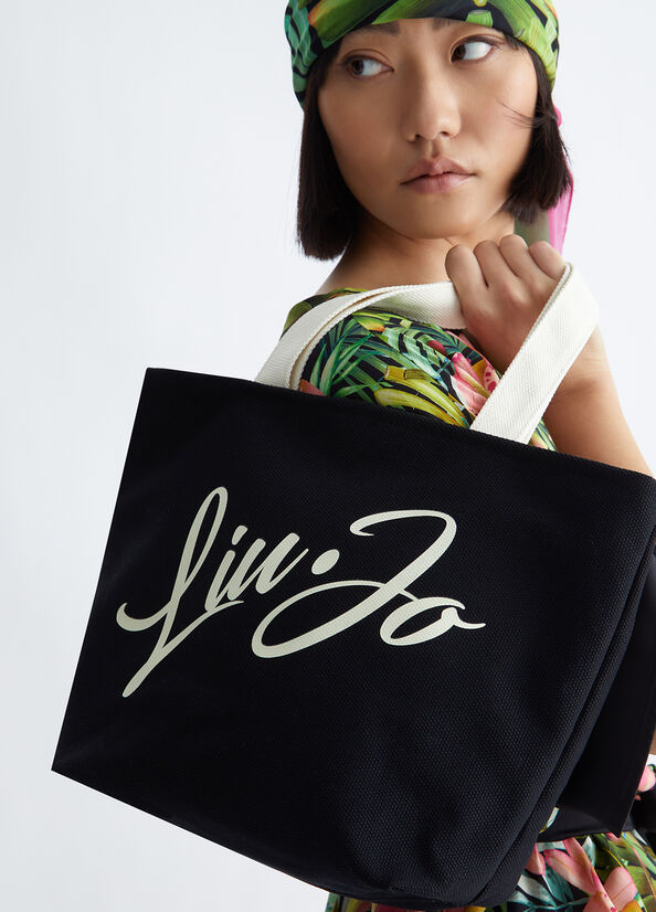 Sac Shopping Liu Jo With Logo Femme Noir | IBA-582934