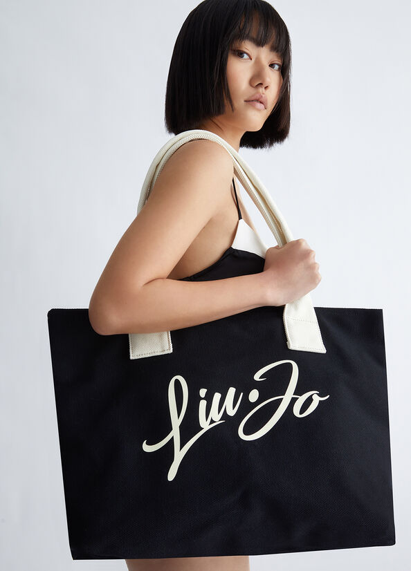 Sac Shopping Liu Jo With Logo Femme Noir | PKN-135742