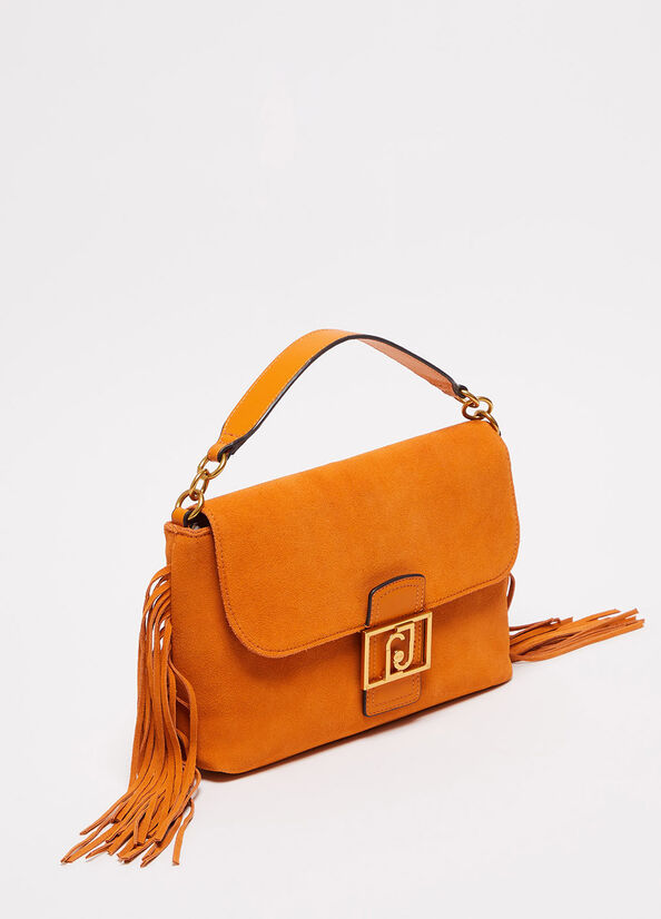 Sac À Main Liu Jo Daim With Fringes Femme Orange | SQG-068475