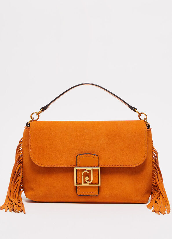 Sac À Main Liu Jo Daim With Fringes Femme Orange | SQG-068475