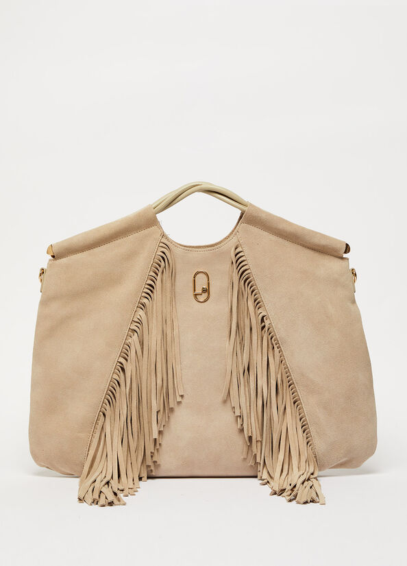 Sac À Main Liu Jo LeatherWith Fringes Femme Grise | RMD-976032